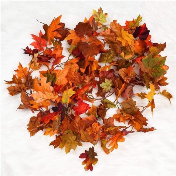 2 Pack Fall Maple Garland - 5.9ft/Piece Artificial Fall Foliage Garland Colorful - Picture 7 of 7
